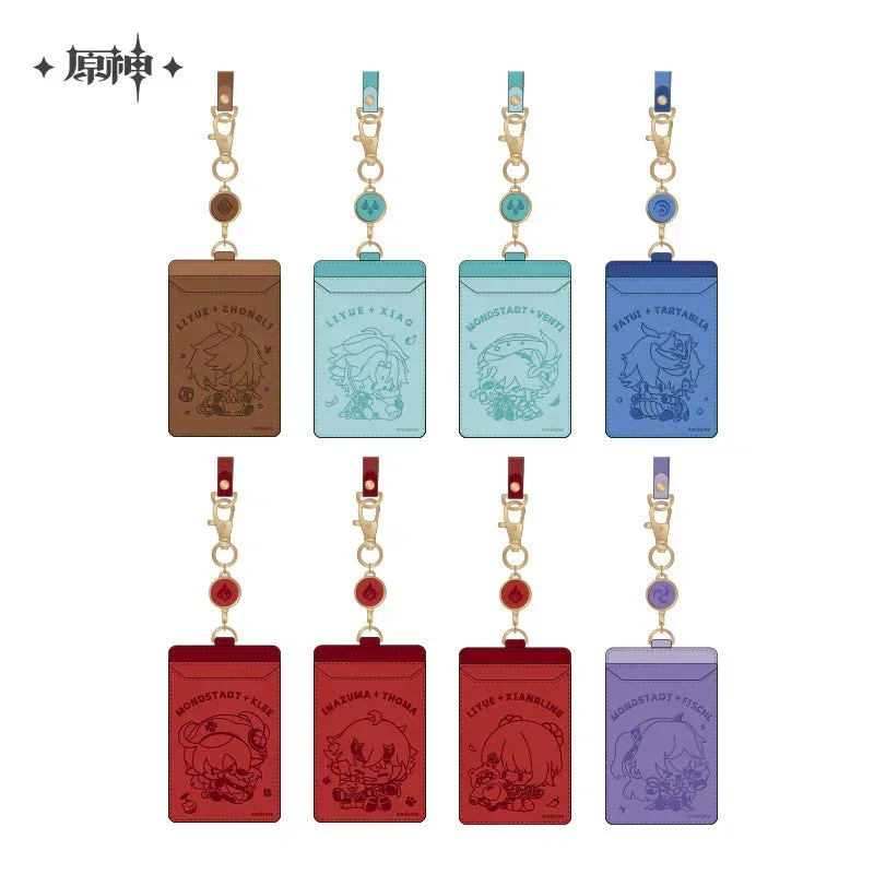 Genshin Impact Chibi Character Series PU Card Holder Lanyard