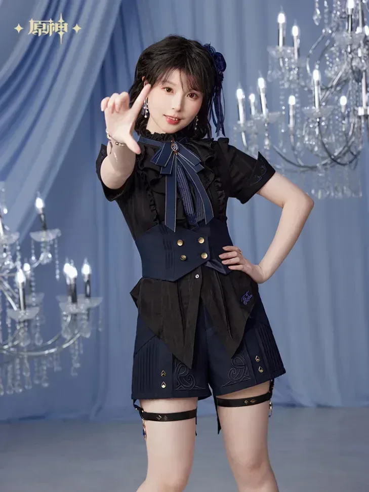 Genshin Impact Furina Theme Impression Series Short Sleeved Waist Slimming Shirt - Image 3