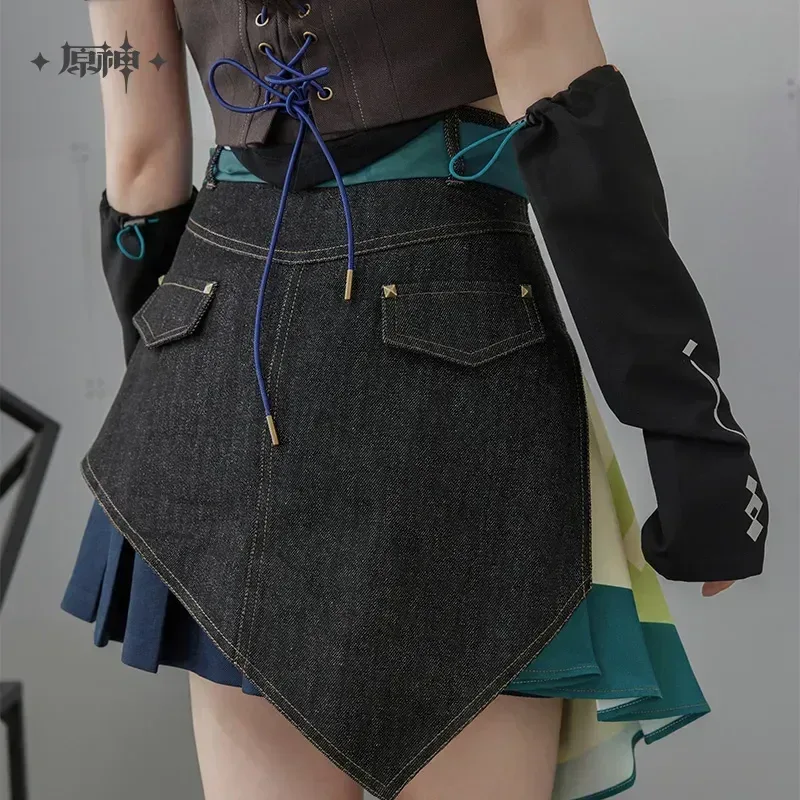 Genshin Impact Kinich Theme Impression Series Irregular Patchwork Denim Skirt - Image 6