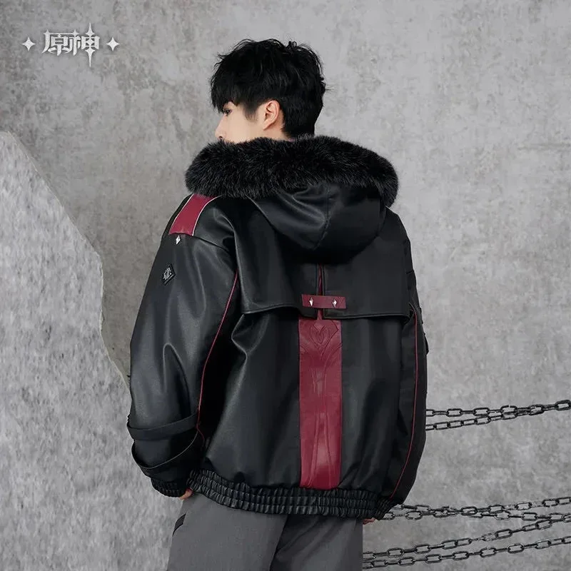 Genshin Impact Wriothesley Theme Impression Series Quilted PU Hooded Jackets - Image 3